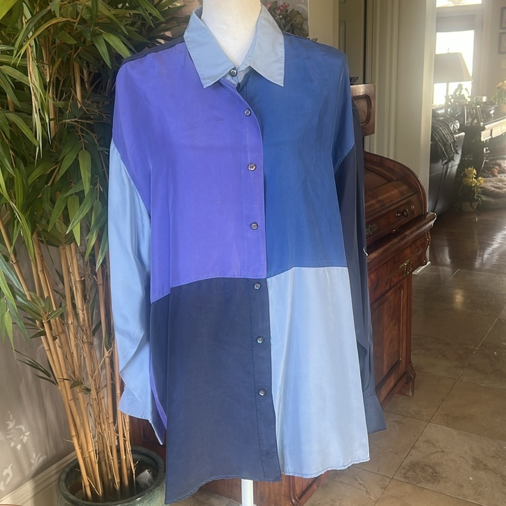 XINNO men’s color, Block 100% silk longsleeve dress shirt excellent condition - Picture 13 of 14